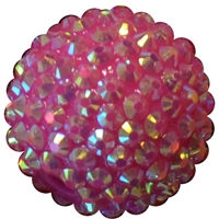 24mm Pink Metallic Resin Rhinestone Bubblegum Bead