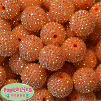 24mm Orange Metallic Resin Rhinestone Bubblegum Beads