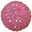 24mm Pink Metallic Resin Rhinestone Bubblegum Bead