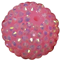 24mm Pink Metallic Resin Rhinestone Bubblegum Bead