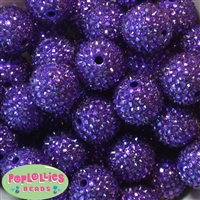 24mm Purple Metallic Resin Rhinestone Bubblegum Beads