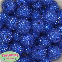 24mm Royal Blue Metallic Resin Rhinestone Bubblegum Beads
