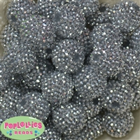 24mm Silver Metallic Resin Rhinestone Bubblegum Beads