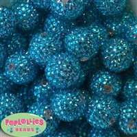 24mm Turquoise Metallic Resin Rhinestone Bubblegum Beads