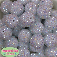 24mm White Metallic Resin Rhinestone Bubblegum Beads