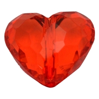 25mm Chunky Clear Red Heart Bead