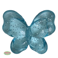 35mm Clear Glitter Cyan Blue Butterfly Bead