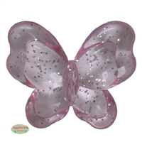 35mm Clear glitter Pink Butterfly Bead