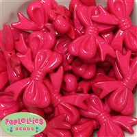 45mm Hot Pink Bow Bubblegum Beads Bulk