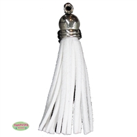 50mm White Leather Look Tassel