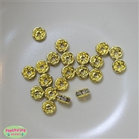 8mm Gold Tone Rhinestone Rondelle Spacers