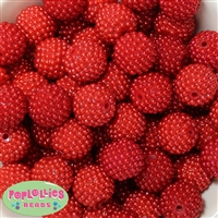 20mm Red Berry Acrylic Bubblegum Beads