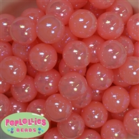 20mm Coral Shiny AB Bubble Style Acrylic Gumball Bead