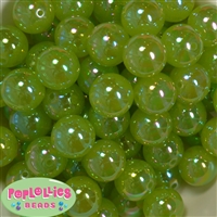 20mm Lime Green Shiny AB Bubble Style Acrylic Gumball Bead