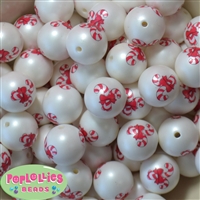 20mm Candy Cane Print on a White Matte Bead