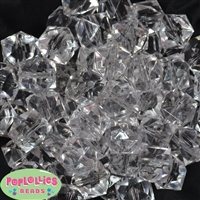 20mm Clear Ice Cube Bubblegum Bead Bulk