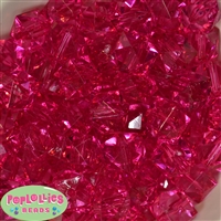 20mm Clear Hot Pink Ice Cube Bubblegum Bead Bulk