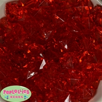 20mm Clear Red Ice Cube Bubblegum Bead Bulk