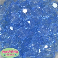 20mm Clear Blue Facet Bubblegum Beads