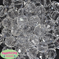 20mm Clear Facet Bubblegum Beads