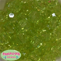 20mm Clear Lime Facet Bubblegum Beads Bulk
