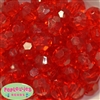 20mm Clear Red Facet Bubblegum Beads