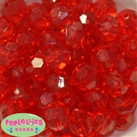 20mm Clear Red Facet Bubblegum Beads