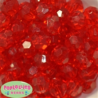 20mm Clear Red Facet Bubblegum Beads Bulk