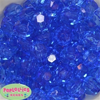 20mm Clear Royal Blue Facet Bubblegum Beads