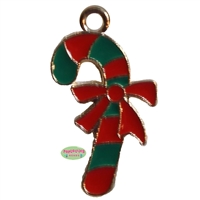 Small enamel Candy Cane shaped charm