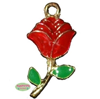 Small Enamel Rose Charm