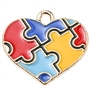 Small enamel colorful autism heart charm