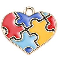 Small enamel colorful autism heart charm