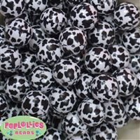 20mm Cow Print Pearl Bubblegum Beads