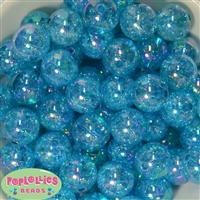20mm Cyan Blue Crackle Bubblegum Bead Bulk