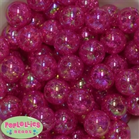 20mm Hot Pink Crackle Bubblegum Bead