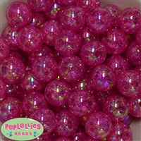 20mm Hot Pink Crackle Bubblegum Bead Bulk