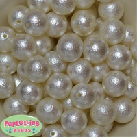 20mm Cream Crinkle Pearl Acrylic Bubblegum Beads Bulk