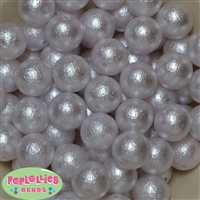 20mm White Crinkle Faux Pearl Bubblegum Beads