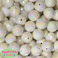 20mm White Disco Ball Bubblegum Beads