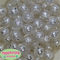 20mm White Foil Center Acrylic Bubblegum Bead