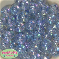 20mm Baby Blue Clear Glitter Acrylic Bubblegum Beads