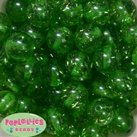 20mm Clear Green Glitter Acrylic Bubblegum Beads