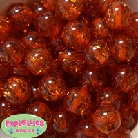 20mm Clear Orange Glitter Acrylic Bubblegum Beads