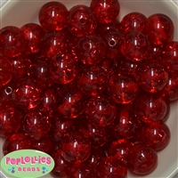 20mm Clear Red Glitter Acrylic Bubblegum Beads