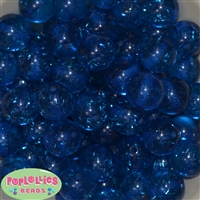 20mm Royal Blue Clear Glitter Acrylic Bubblegum Beads