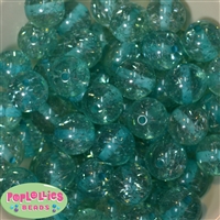 20mm Turquoise Clear Glitter Acrylic Bubblegum Beads