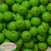 20mm Grinch Print Solid Bubblegum Bead