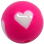 20mm Hot Pink Heart Acrylic Bubblegum Beads