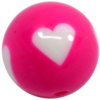 20mm Hot Pink Heart Acrylic Bubblegum Beads